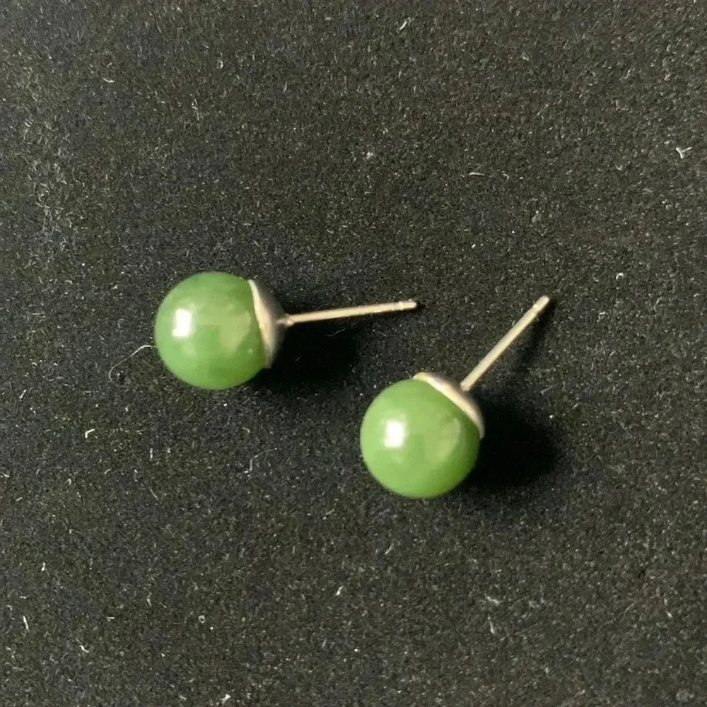 Green gemstone stud post earrings